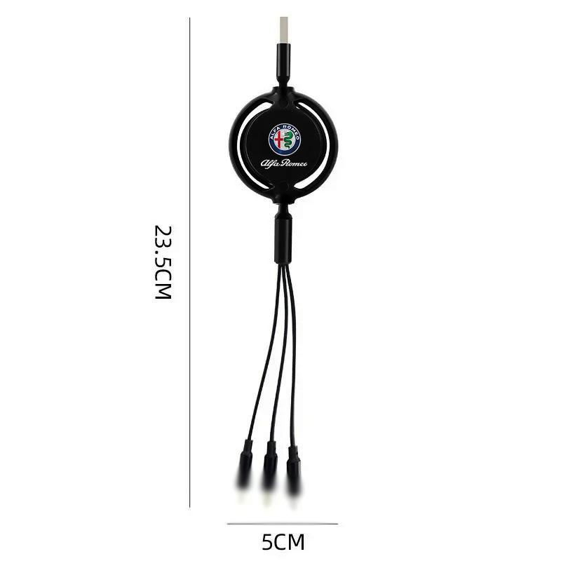 Fast Charing Data Cable 100W Multifunctional 3 In 1 Data Cord For Alfa Romeo Giulietta Giulia Stelvio 156 Gt 159 147 166 Gtv