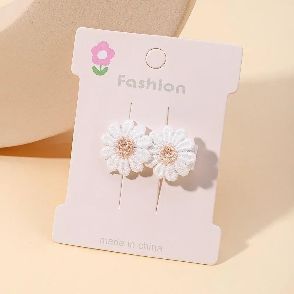 1/2/5 set Ins Daisy Flower Hair Clips Baby Girl Hairpins for Kids Lace White Barette Princess Hooks Infant Accessories Korean