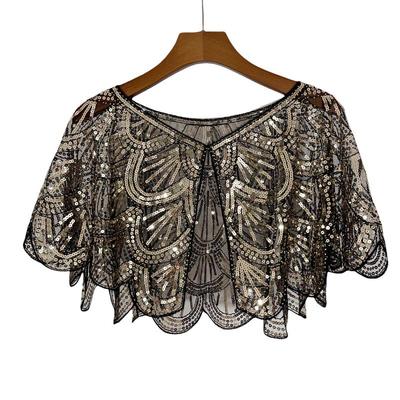 Versatile Lace Beaded Shawl Mesh Sequined Short Evening Shrug Cardigan