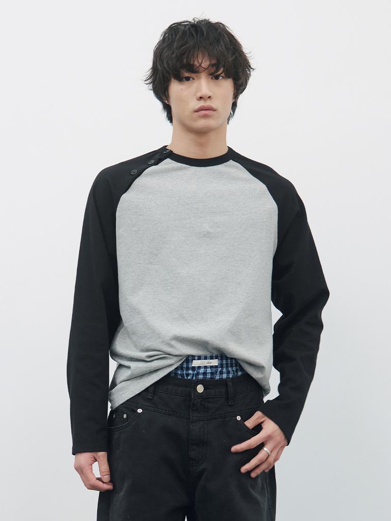 Gijunmaen Button Open Raglan Tee Black