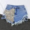 Women's Fashion Brand Vintage Tassel Rivet Ripped High Waisted Short Jeans Punk Sexy Woman Denim Shorts
