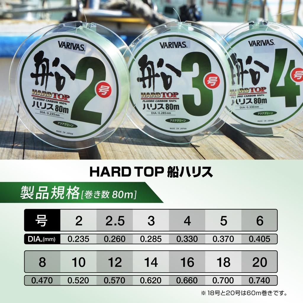Varivas Hard Top Boat Line, Fluorocarbon, 80m, #14, Aqua Green