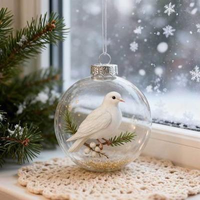 Yousheng Natur Vogel Faux Kristallglas Ornament Handgefertigt 3D Vogel Klare Kunststoff Weihnachtskugel Ornament Feiertagsdeko