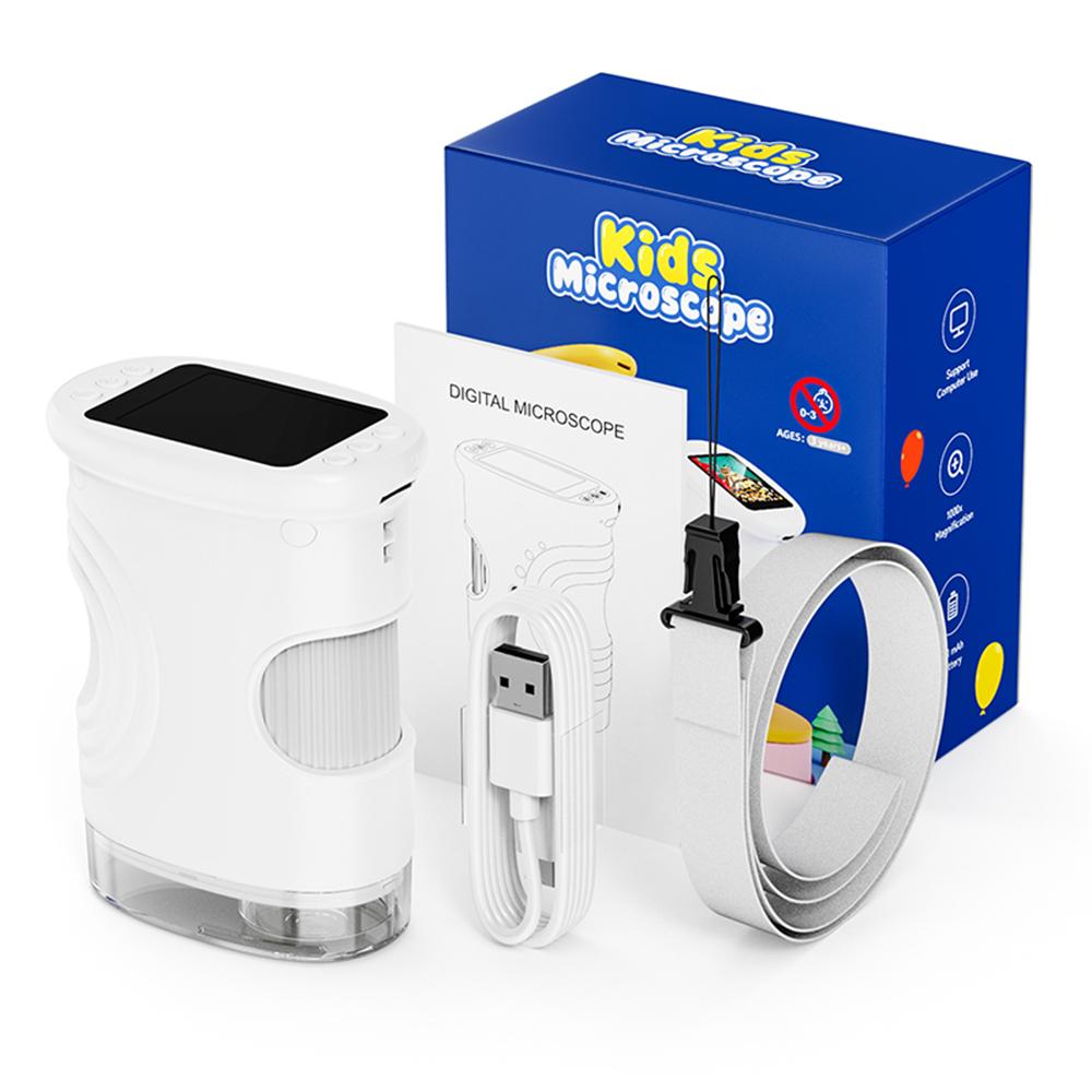 1000X Handheld Microscope for Kids 2.0" Screen Rechargeable Mini Pocket Digital Microscopes Portable Edu Gift Children Students