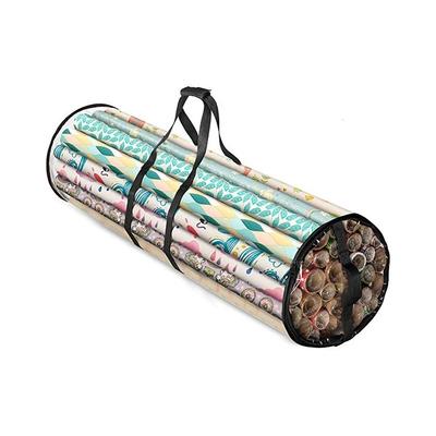 Cylinder Wrapping Paper Storage Bag Transparent Large Capacity Gift Wrap Storage Bag Waterproof with Handle Zipper