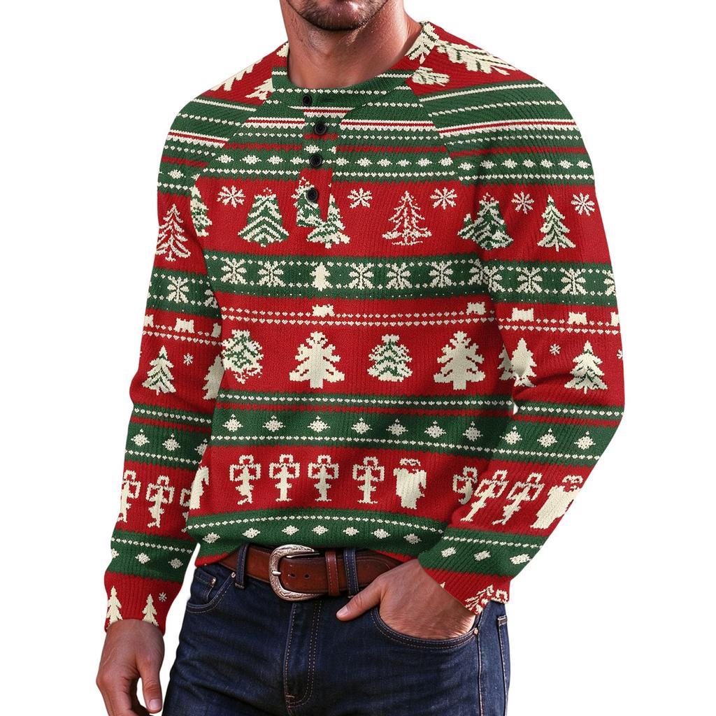 Men's Christmas Print Sweater for Holiday Party and Winter Wear