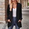 2025 Spring/Autumn Solid Color Ribbed Knit Cardigan Jacket