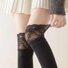 Long Thigh-high Socks for Spring and Autumn, Women's Lolita Black and White Lace Calf Socks, Lace Long Socks