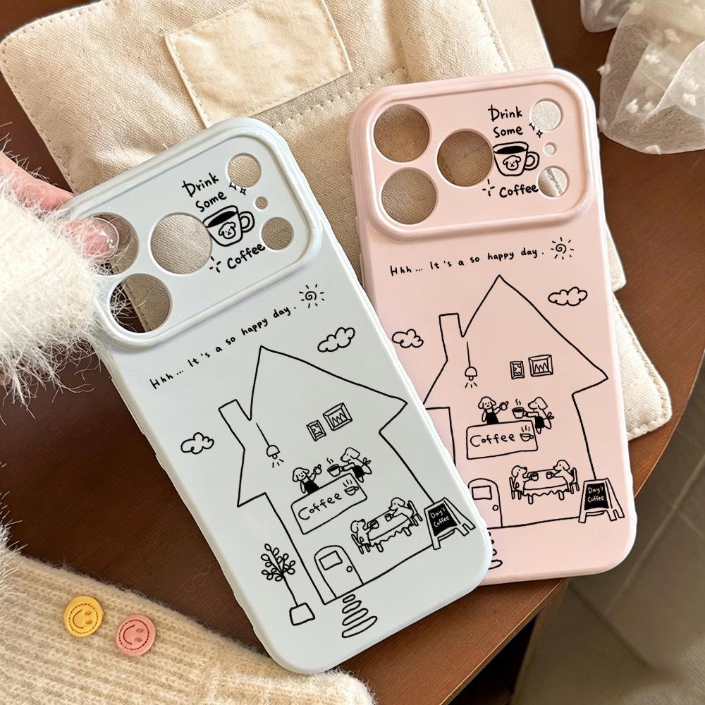 Applicable iPhone16 Apple 17promax line puppy house phone case 15 creative 14 cartoon 13 soft case