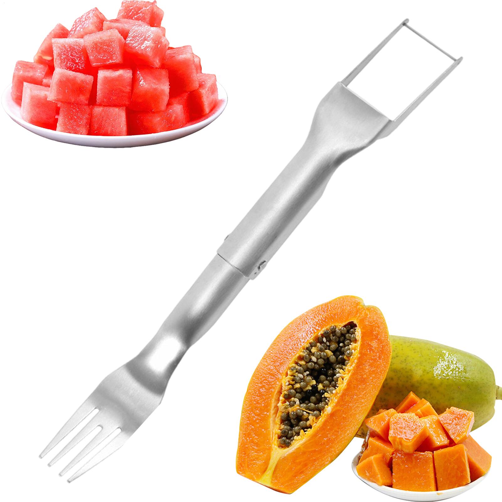 

Watermelon Slicer Stainless Steel Fruit Cutting Gadget Stainless Steel Watermelon Cube Cutter for Camping Picnics Home Parties CN