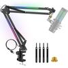 ZealSound RGB Microphone Stand with Microphone Arm for Condenser Microphones, Extendable Metal Tabletop Stand, Plug & Play, for Recording, Streaming,