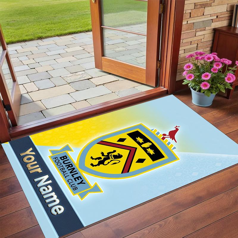 Crystal Velvet Rug Custom Name Text, Soft Non Slip Floor Mat Home DecorBurnley Football