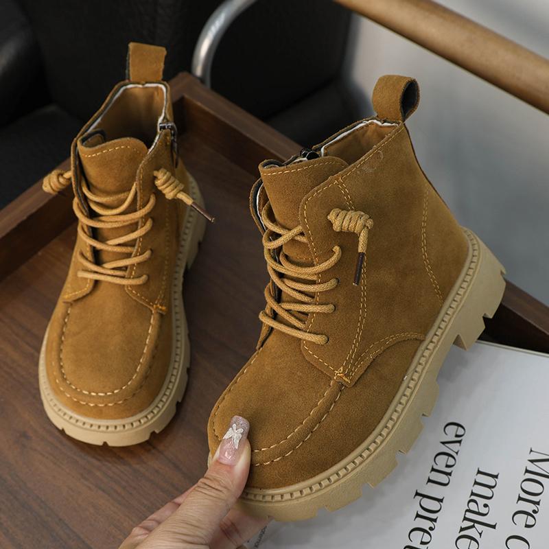 Spring Autumn Kids Shoes Boots for Girl Solid Color Toddlers Causal Shoes Yellow Versatile Children Causal Platform Ankle Boots