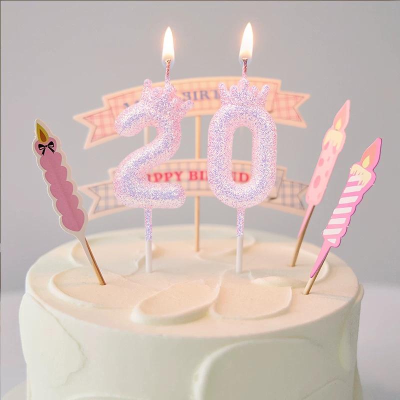 Purple Pink 0-9 Number Candle Kpop Birthday Cake Decorations Party Cake Candle Ornament K-pop Accessories