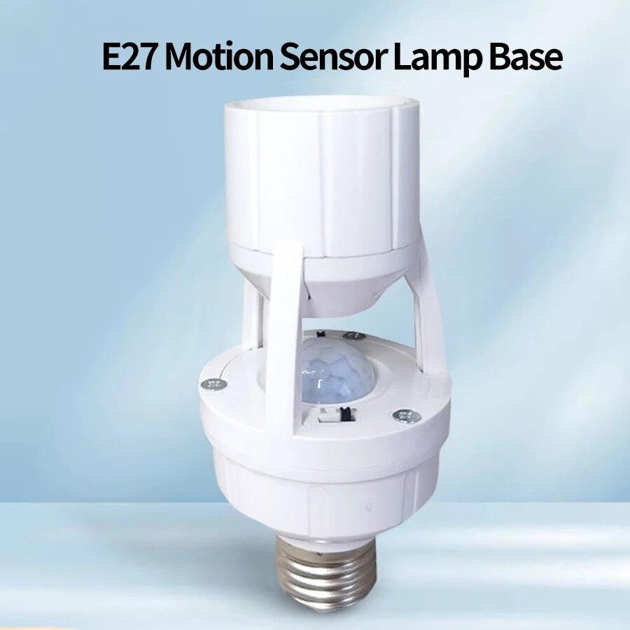 

Адаптер для патрона лампы E27 с датчиком движения PIR, выключатель света 100-240 В, цоколь лампы E27, конвертер, держатель лампы, детектор движения