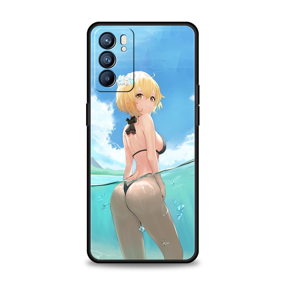 Genshin Impact Sexy Girl Phone Case For Oppo A54 A53 A52 A9 2020 A15 A95 A16 A76 A74 A12 Find X5 Reno7 Reno6 Pro Plus 5G Cover