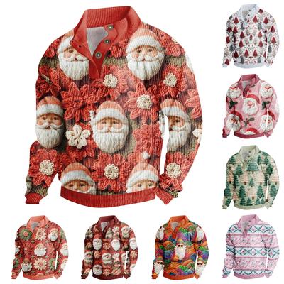 Men's Christmas Print Corduroy Button-Down Shirt