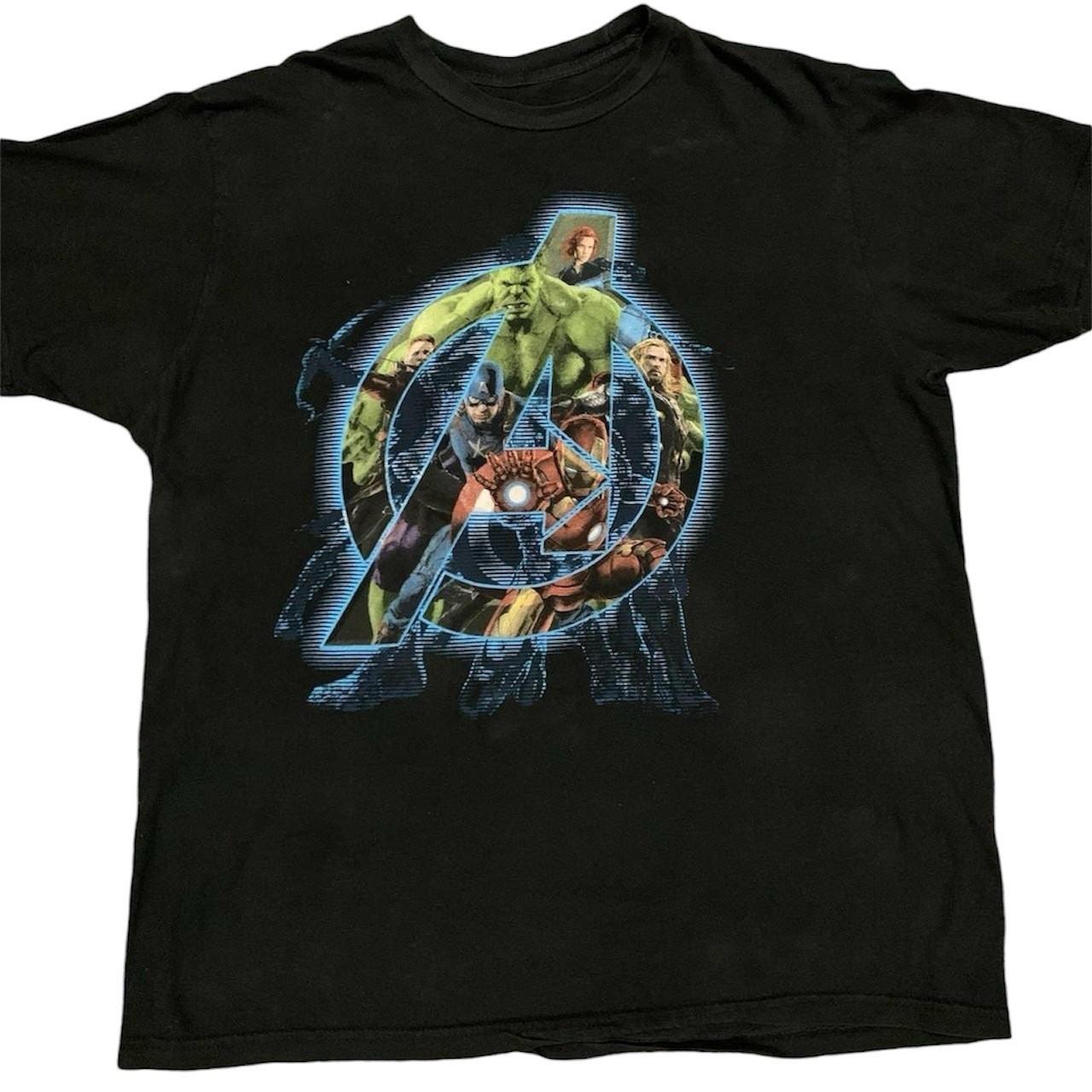 Marvel Avengers Black Graphic T Shirt Short Sleeve Hulk Iron Man Captain America S разноцветный