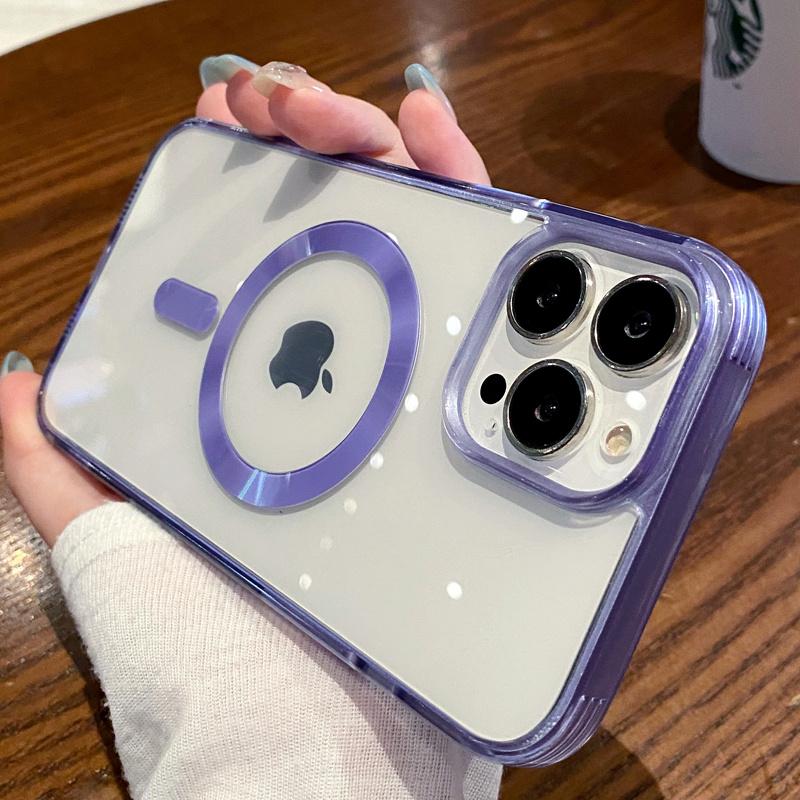 

Прозрачный магнитный чехол для беспроводной зарядки для iPhone 14 Pro Max 11 12 13 Pro Max 14, ударопрочный мягкий чехол из ТПУ карамельного цвета