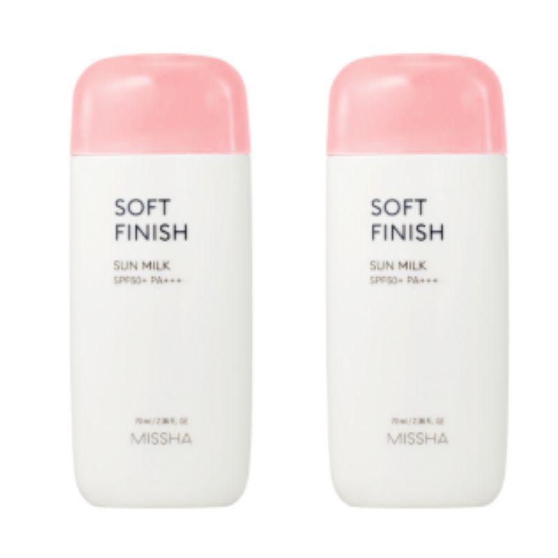 

MISSHA All Around Safe Block Soft Finish Sun Milk SPF50+ PA+++ 70мл x2 – Легкое Матирующее Солнцезащитное Молочко с Контролем Себума, Набор