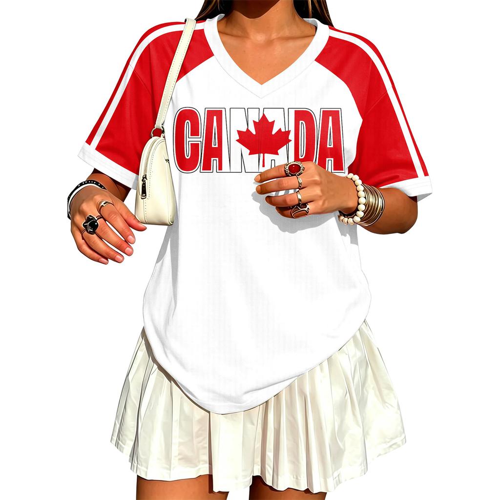 Womens Soccer Jersey V Neck Fan Shirt Y2K Style Short Sleeve Athletic Top Loose Fit Breathable Fabric