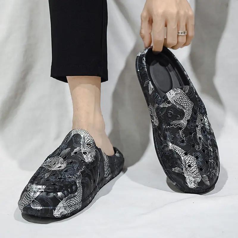 Fashion Shoes Indoor Hole Sabot House Walk Around Home Sandals Man Beach Soft Elegant Y2k Pvc Comfortable Summer Sale Slippers for Men