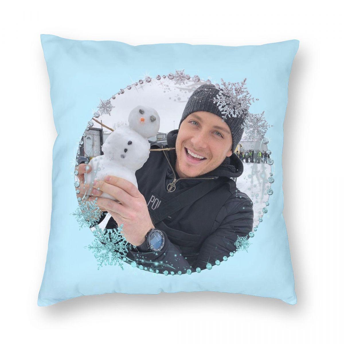 Jesse Lee Soffer Winter Print Pillowcase Polyester Linen Velvet Pattern Zip Decorative Home Cushion Cover 45X45 Peach skin 18*18(CM)-1Pcs