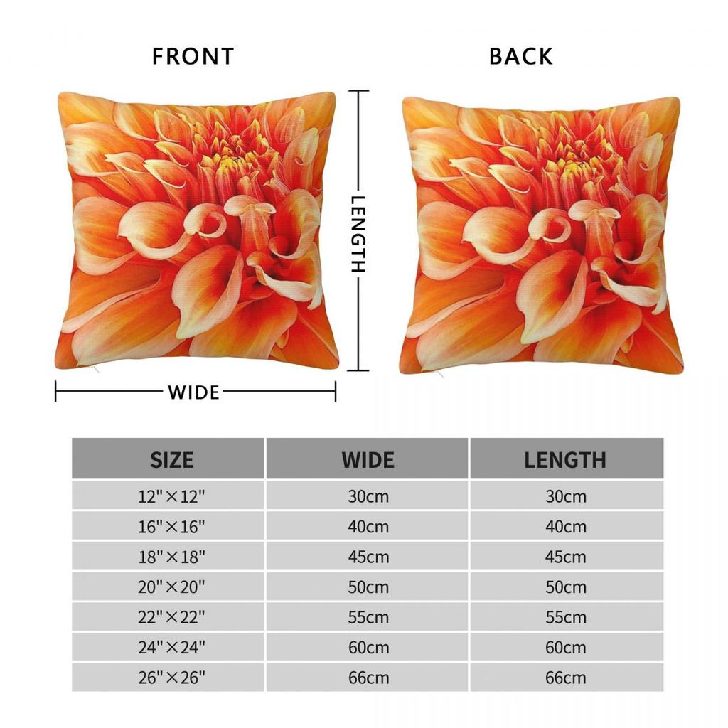 Dahlia In Orange Square Pillowcase Polyester Linen Velvet Printed Zip Decorative Throw Pillow Case Home Cushion Case
