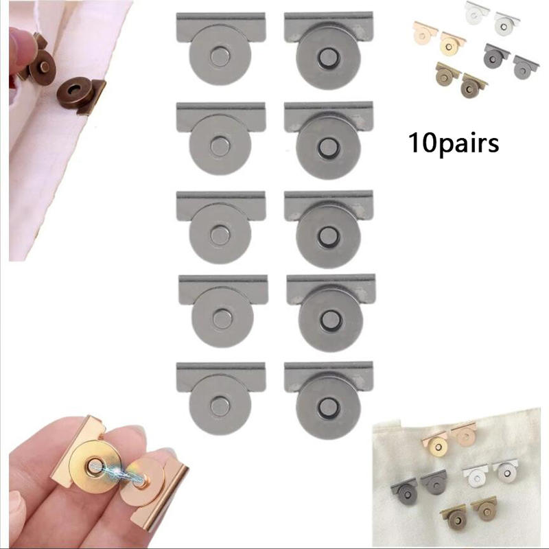 10 Pcs Strong Magnetic Buckle Clasp No-Sew Snap Lock for Purse Bags Clothing DIY Detachable Magnetic Purse Clip