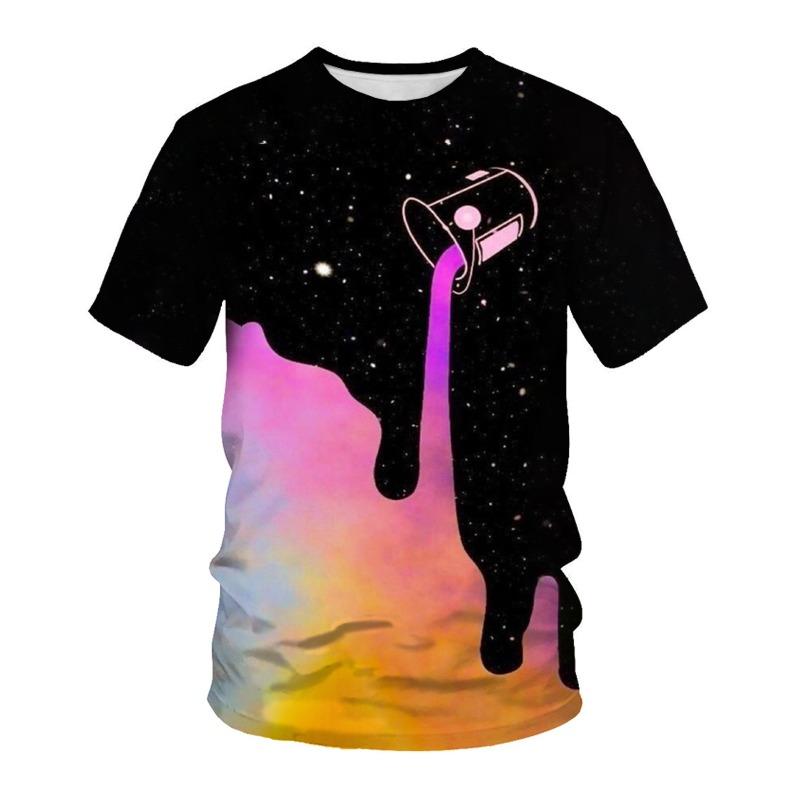 Men's 3D Printed T-Shirt Colorful Pattern Printing Short Sleeve O-Neck Pullover Casual Top