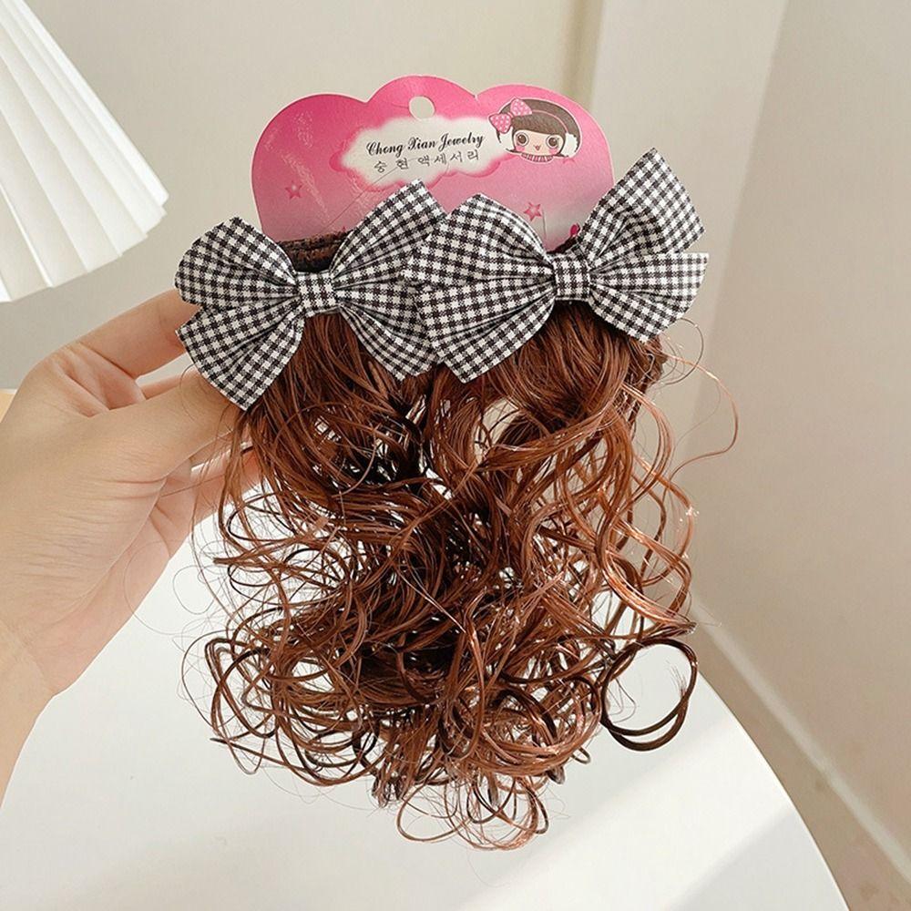 2PCS New Baby Wig Hairpin Cute Children Sweet Girls Bowknot Hairclip Princess Curly JK Bow Hair Accessories