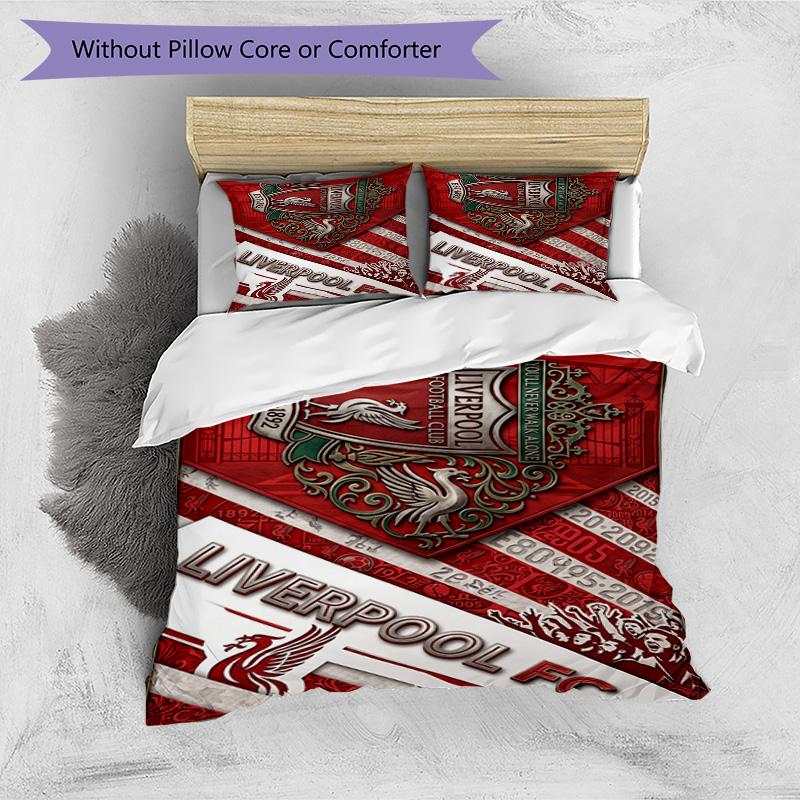 3pcs Duvet Cover Set (1*Duvet Cover + 2*Pillowcase, Without Core), Liverpool Football Club Print Bedding Set, Bedroom Decor, All‑Season, Birthday Gift