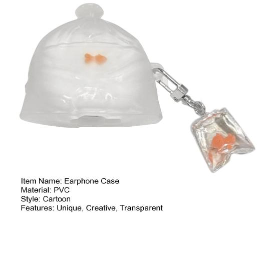 Creative Goldfish Earphone Case for AirPods Transparent PVC Cover Shockproof Scratch-Resistant Earphone Shell Cover Unique Gift for Teens Adult