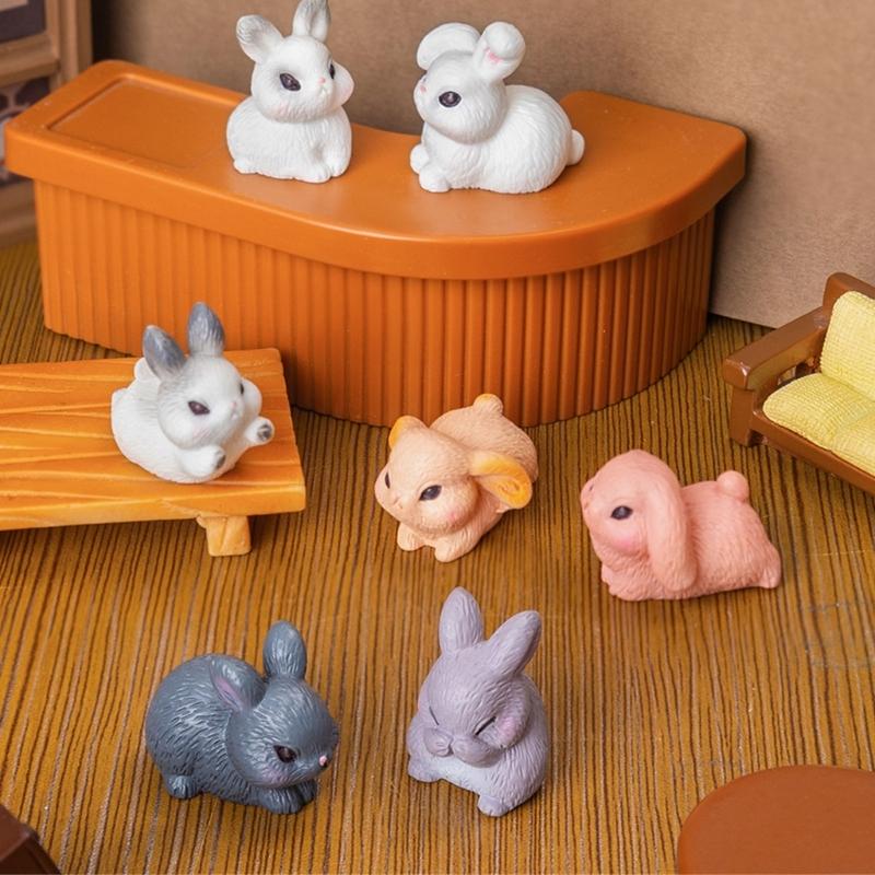 10Pcs Miniature Rabbit Figurines Resin Animal Statues Perfectly for Easter Decorations and Birthday Cake Toppers