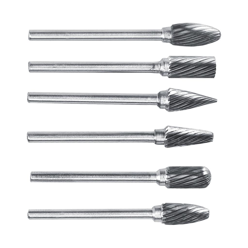 10pcs Tungsten Carbide Steel   Files Burr Set 3mm Shank 6mm Cutting Diameter Double Cut