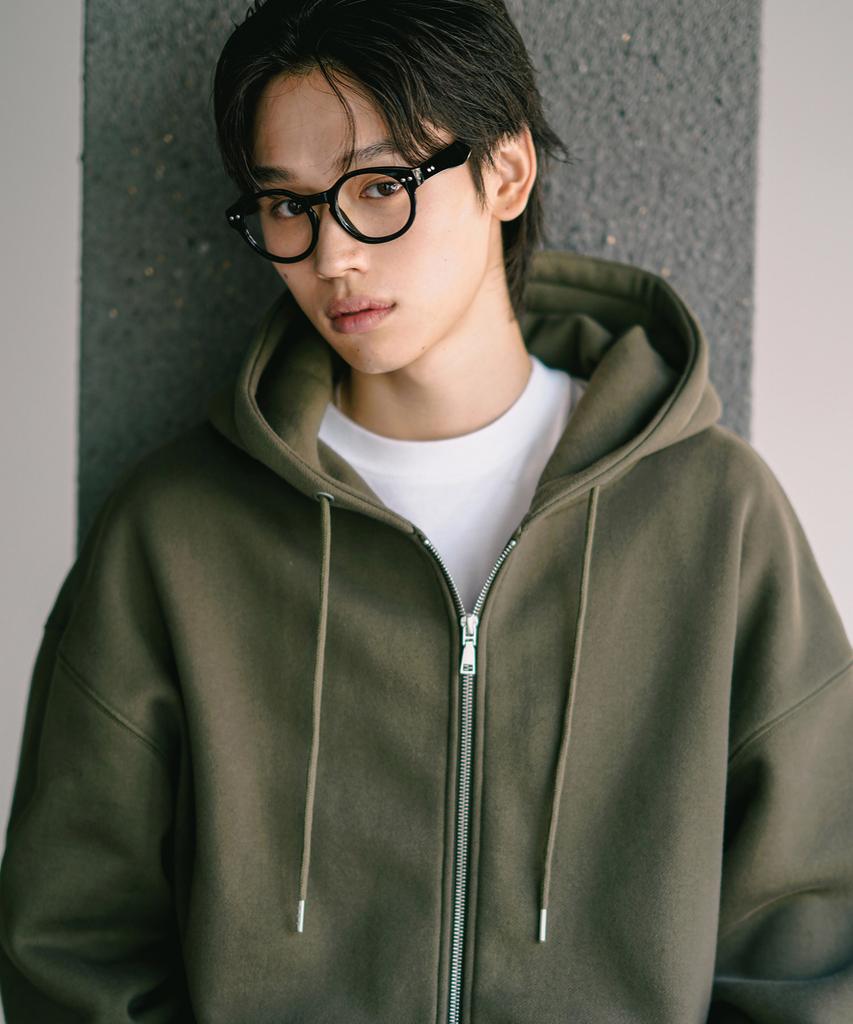 Jemut Netro Oversized Zip-Up Hoodie Dark Khaki Ishd2682