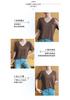 Short Sleeve Black Facial Mask T-shirt Female Summer V-neck New Ice Silk Low Neck Loose Spring and Autumn Top JS