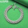 925 Sterling Silver Interlocking Side Chain Bracelet - Elegant Gift Jewelry