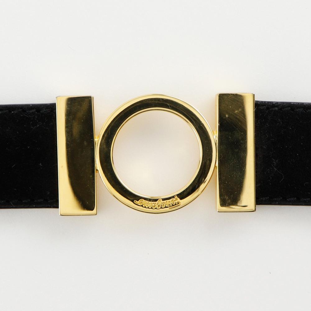 Salvatore Ferragamo Gancini Belt Black/gold Suede/Plated Gold Women Used