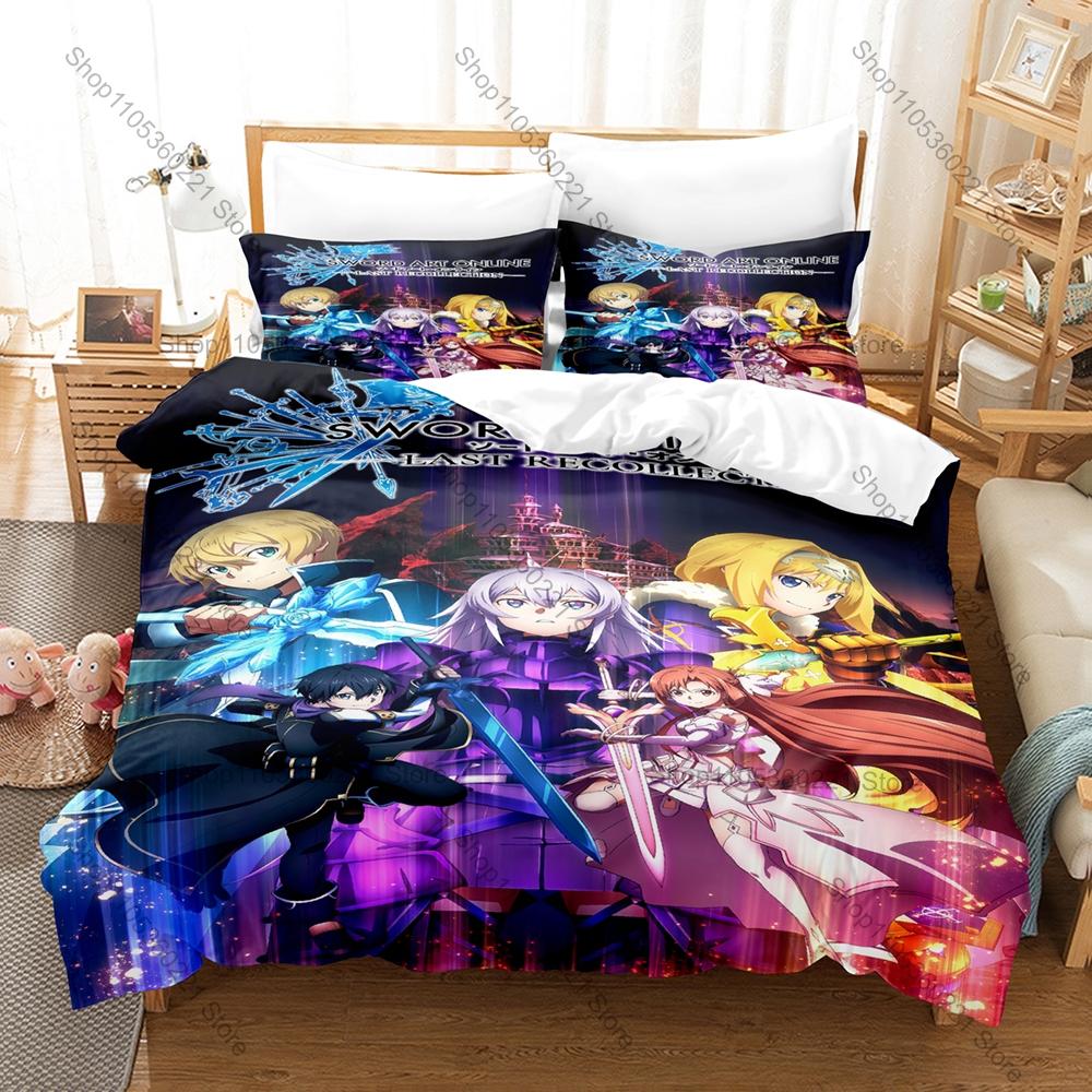 Kirito Asuna SAO 3PCS Bed Set Vivid Character Print Cozy Microfiber Home Bedding 2026 Duvet Cover 2 Pillowcase