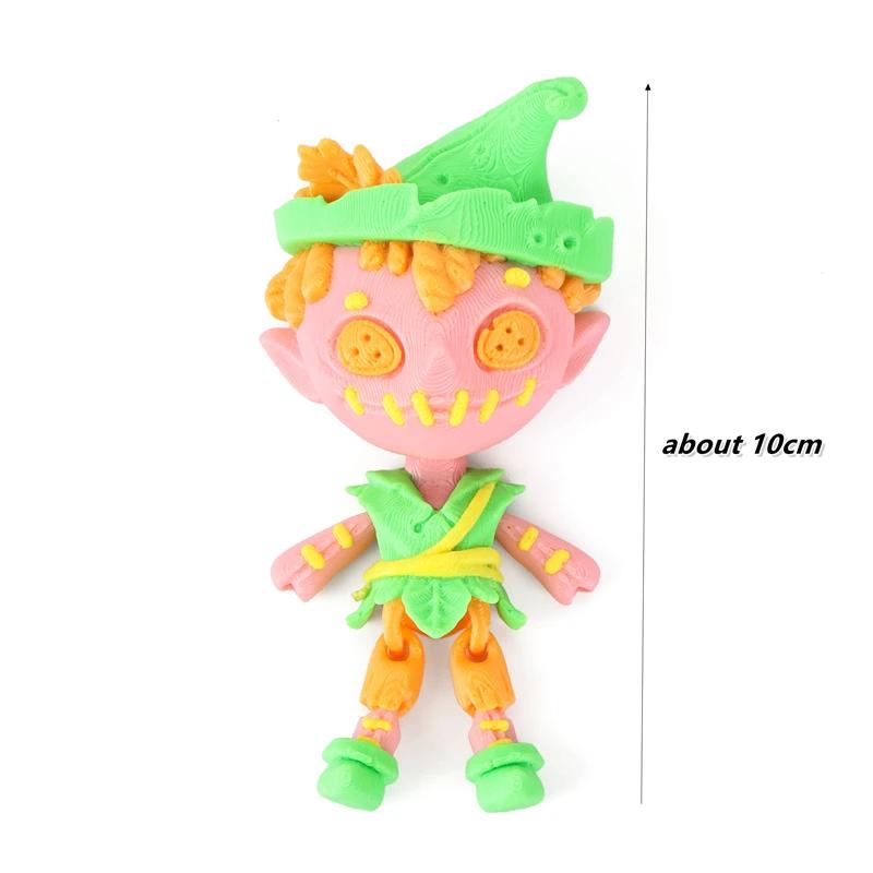Halloween 3D Printed Toys Cute Cartoon Figure Models Home Tabletop Ornaments Decorative Crafts Children's Gifts Movable Humanoid