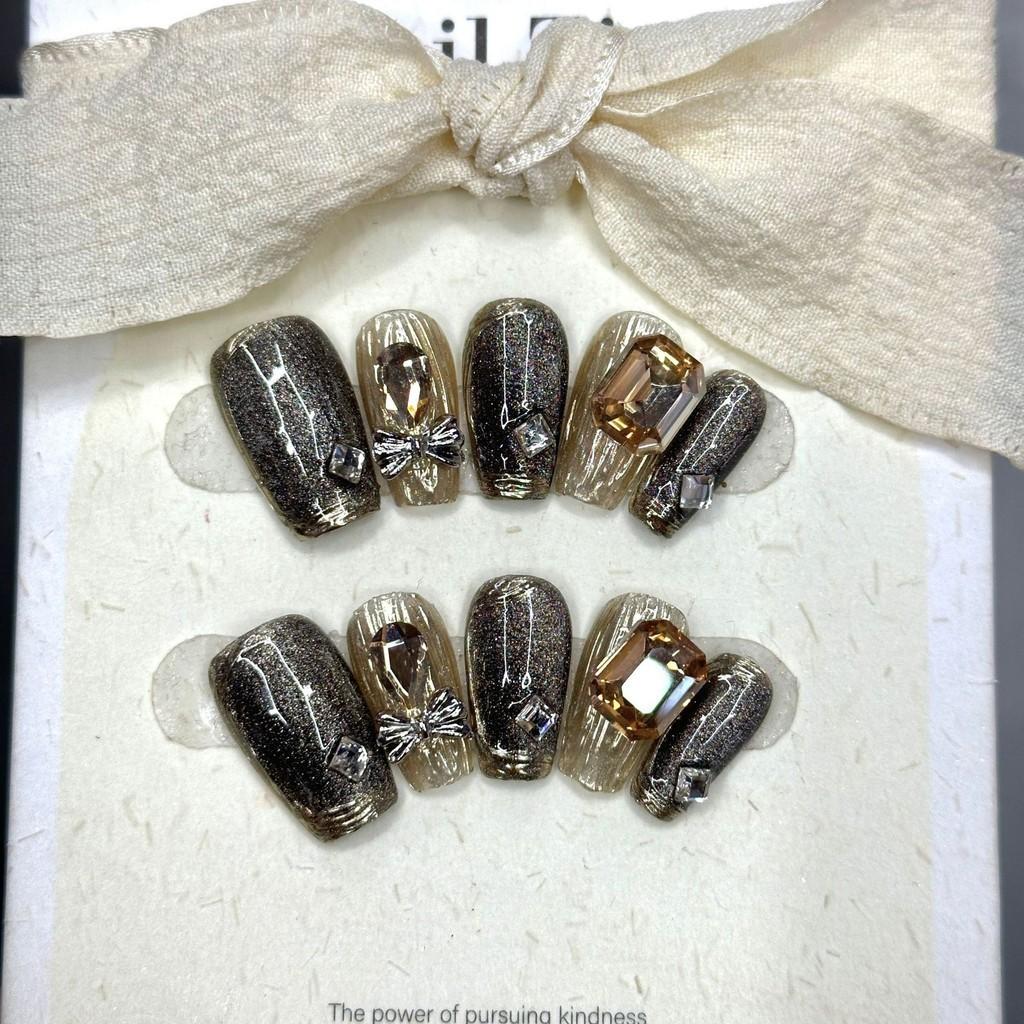 Wearing Nail Handmade Black Cat Eye Metal Explosive Flashing Nail Wearable