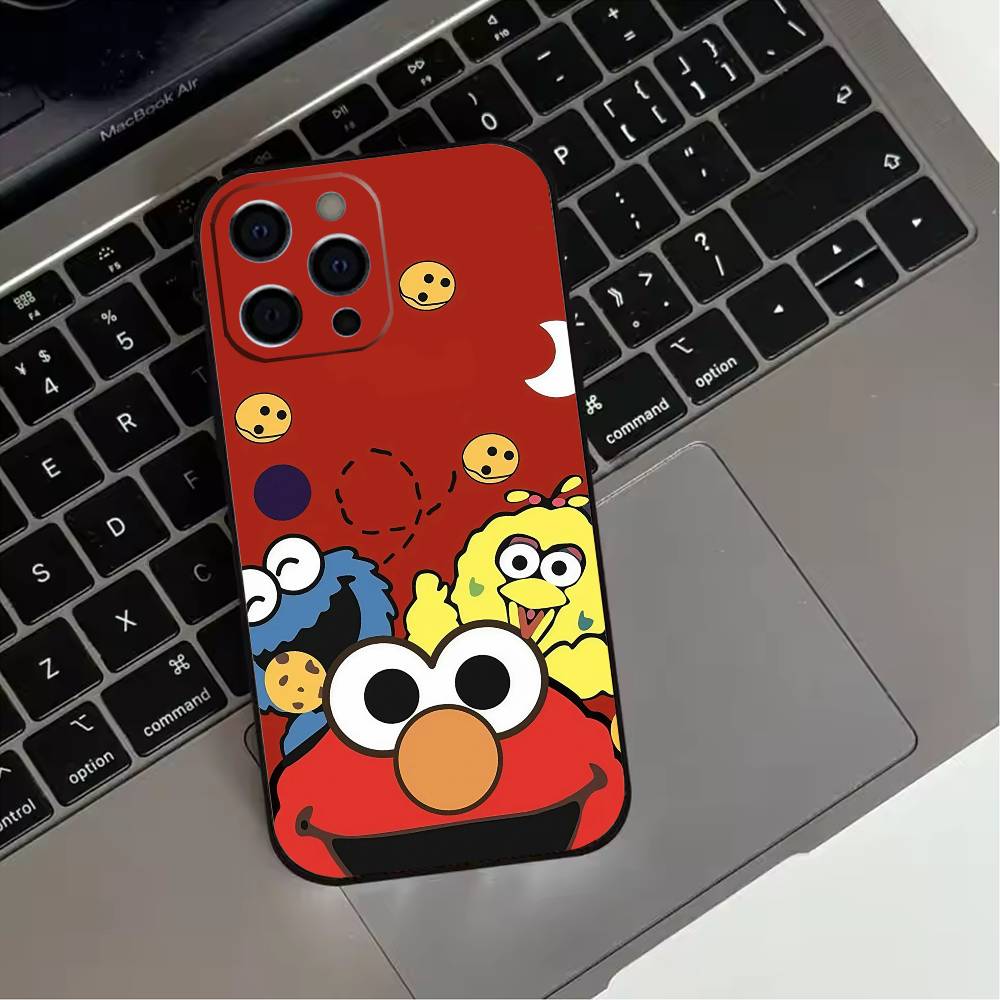 Sesame S-Street Cookie Elmo  Phone Case For iPhone 17,16,15,14,13,12,11 Plus,Pro Max,XS,Soft Silicone Black Cover