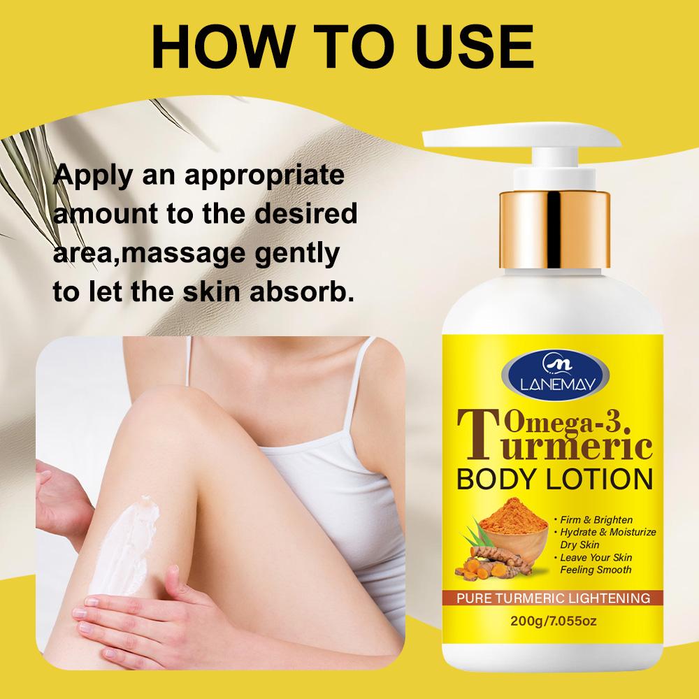 Turmeric + Omega 3 Body Lotion-Firm And Brighten Skin-Hydrate And Moisturize Dry Skin-Suitable For All Skin Types, 200g