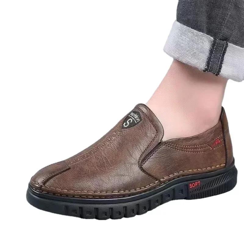 Pánské kožené boty Slip on Soft Mokasíny Neklouzavé Prodyšné Řidičské Flašky Jarní Vycházkové Kancelářské Pracovní boty Mocassin Homme