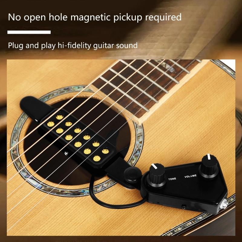 Guitar Soundhole Transducer Amplifier 10ft Cable for Acoustic Classical Guitars