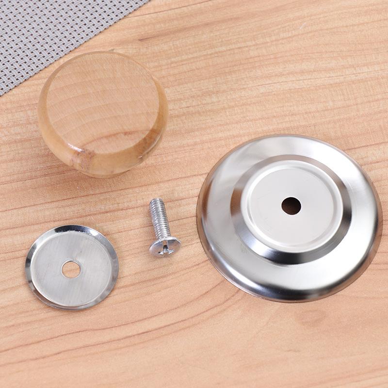 Solid Wood Pot Lid with Top Bead and Twist Handle, Kitchen Accessory with Magnetic Stainless Steel Pot Lid Handle