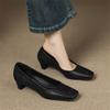 Fashion New Spring/autumn Genuine Leather Women Shoes Square Toe Shoes for Women Fashion Concise Shoes Mid Heels Handmade Women Pumps