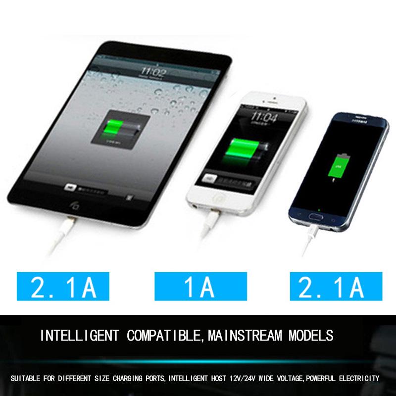 USB Car Charger Cup Holder Display Car Charger Cigarette Lighter Splitter With Voltage Display