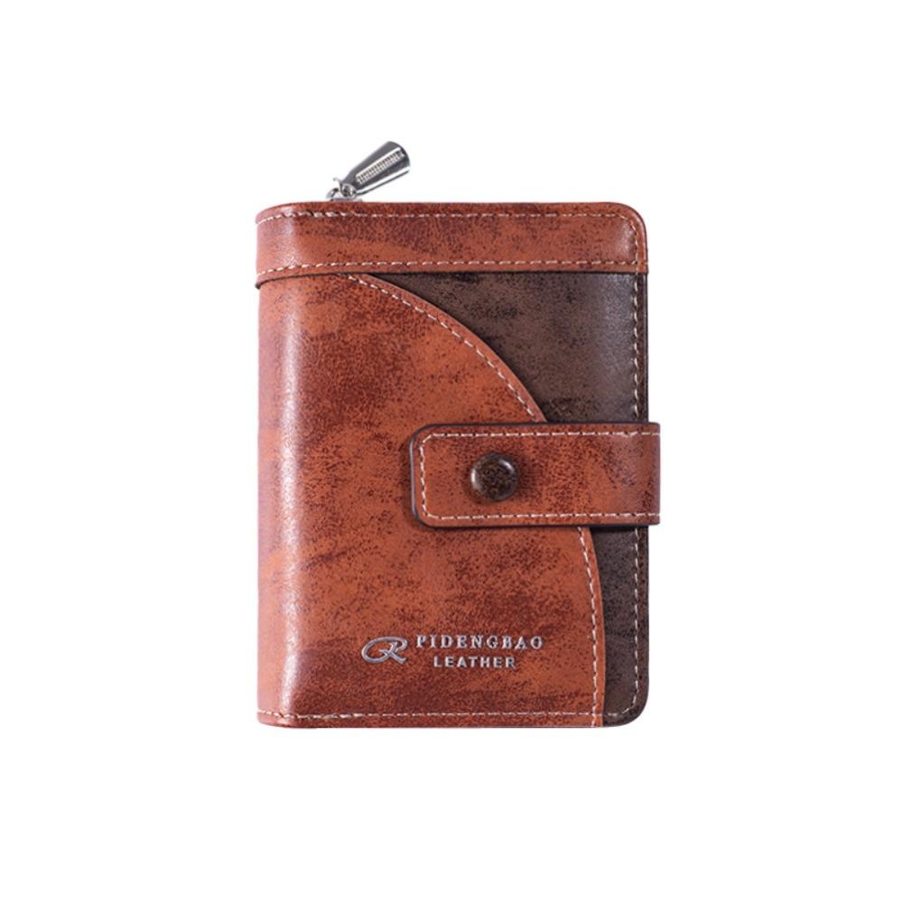 Card Brand Short PU Wallet Zipper ID Card Holder Simple Business Clutch Bag Unisex